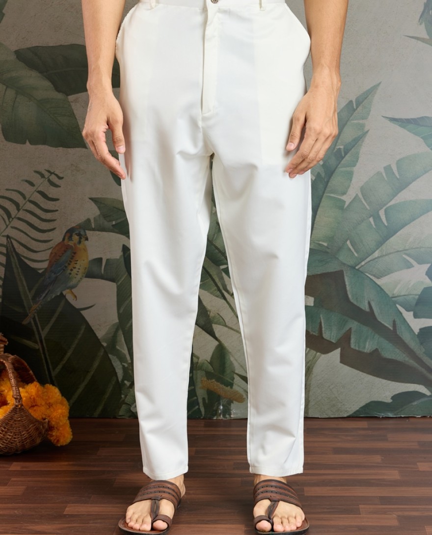 61103-WHITE  - Ivory Embroidered Kurta Set for Men